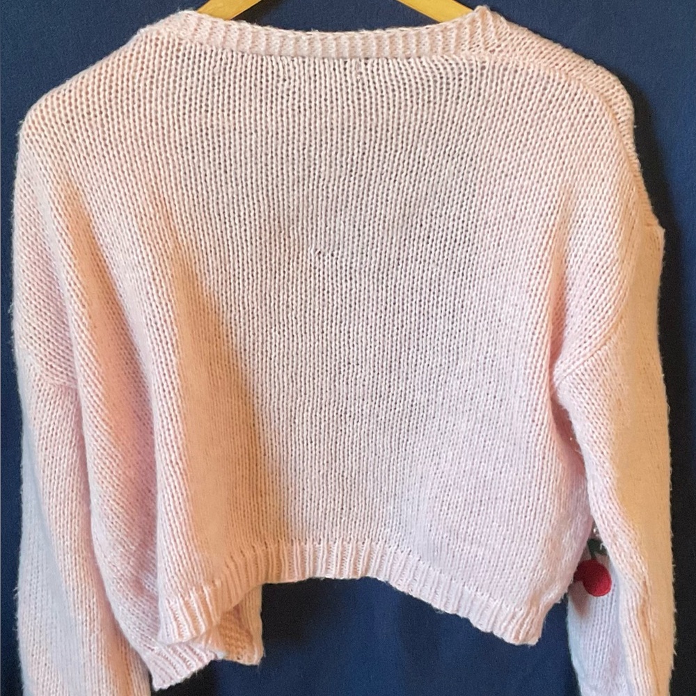 SHEIN Pink Cherry Embroidered Cardigan - Picture 2 of 7